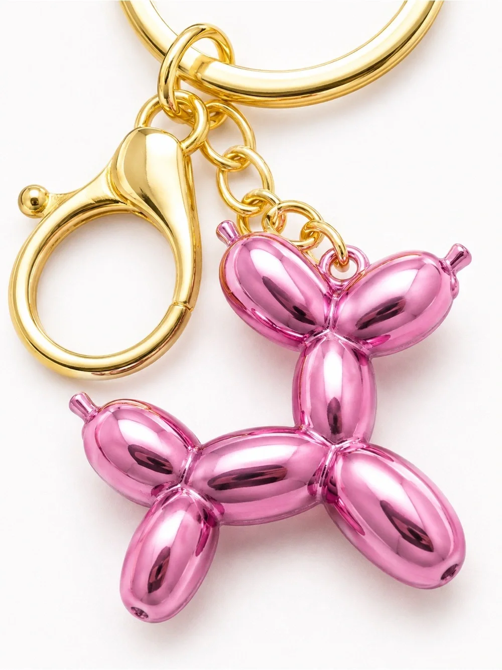 Pink Balloon Dog Keychain Gold Bag Charm Purse Accessory Cute Kawaii Gift NWT
